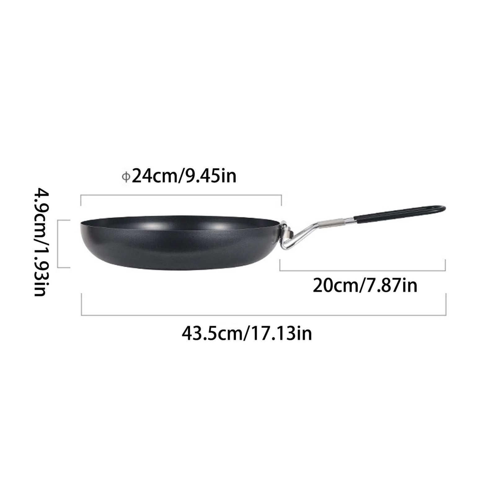 Camping Frying Pan 9.4in Non Stick Fry Pan With Folding Handle For Outdoor Camping Picnic Hiking,black
