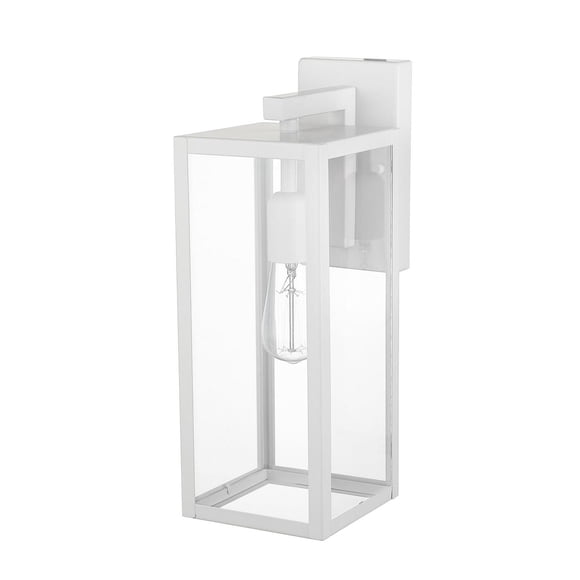 Bowery 1-Light Outdoor Indoor Wall Sconce, Matte White, Clear Glass Shade