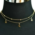 thumbnail image 3 of Jiaroswwei Double-layer Glossy Moon Pendant Golden Plated Choker Necklace for Party, 3 of 8