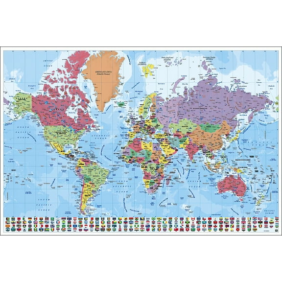 Map Of The World - Poster / Print (Political World Map With Flags)