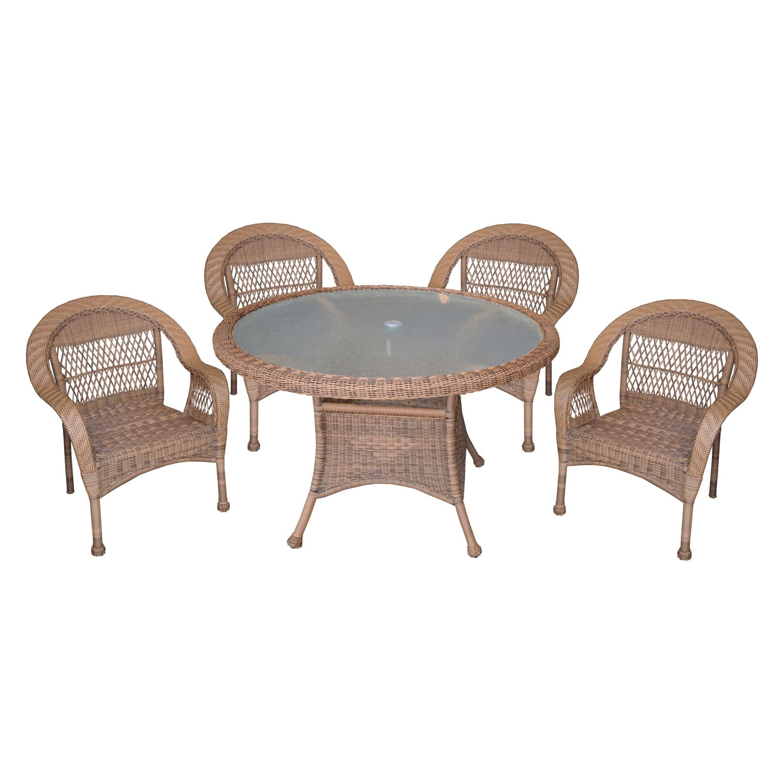 Oakland Living All Weather Resin Wicker 5 Piece Patio Dining Set
