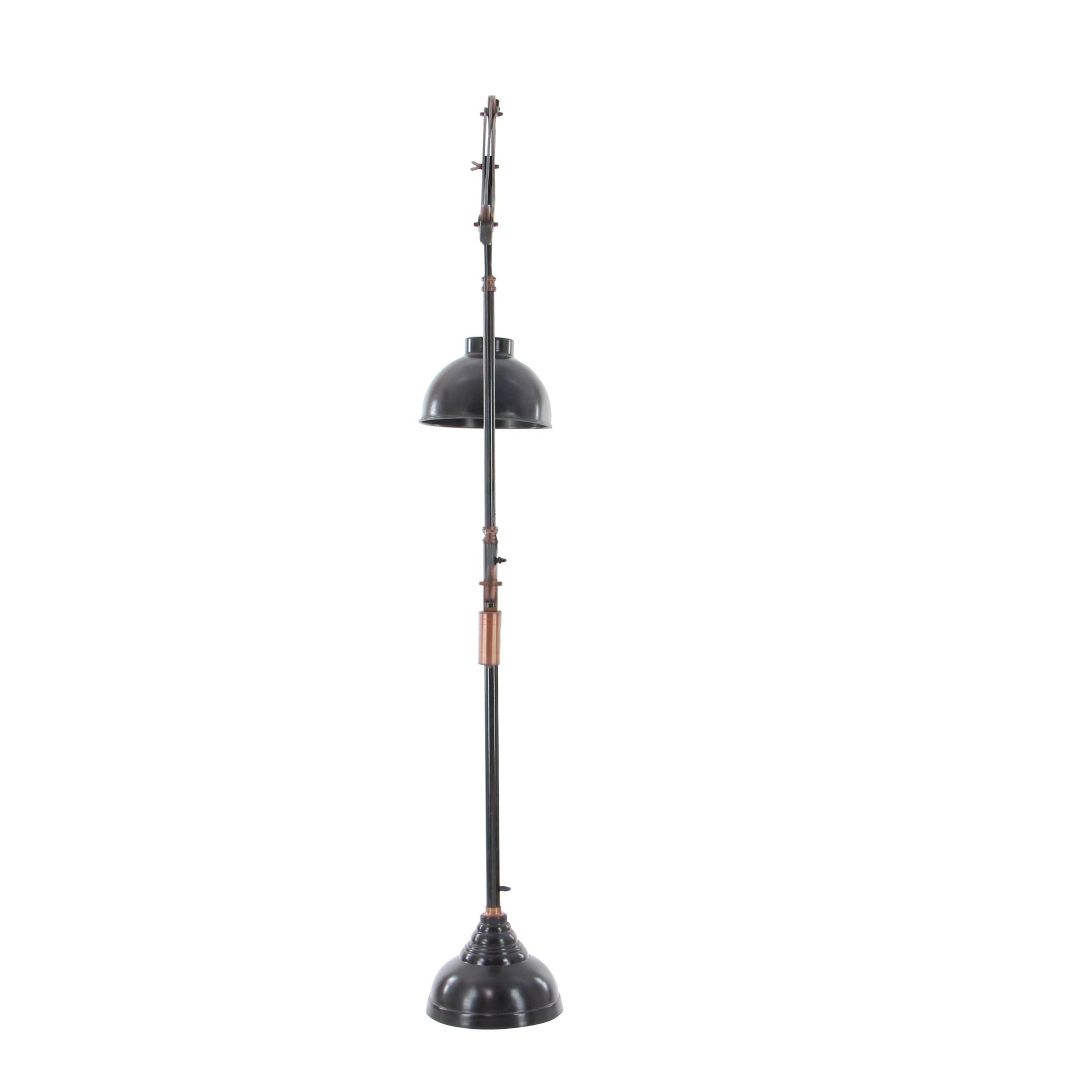 DecMode 79" Pulley Black Floor Lamp with Black Metal Shade