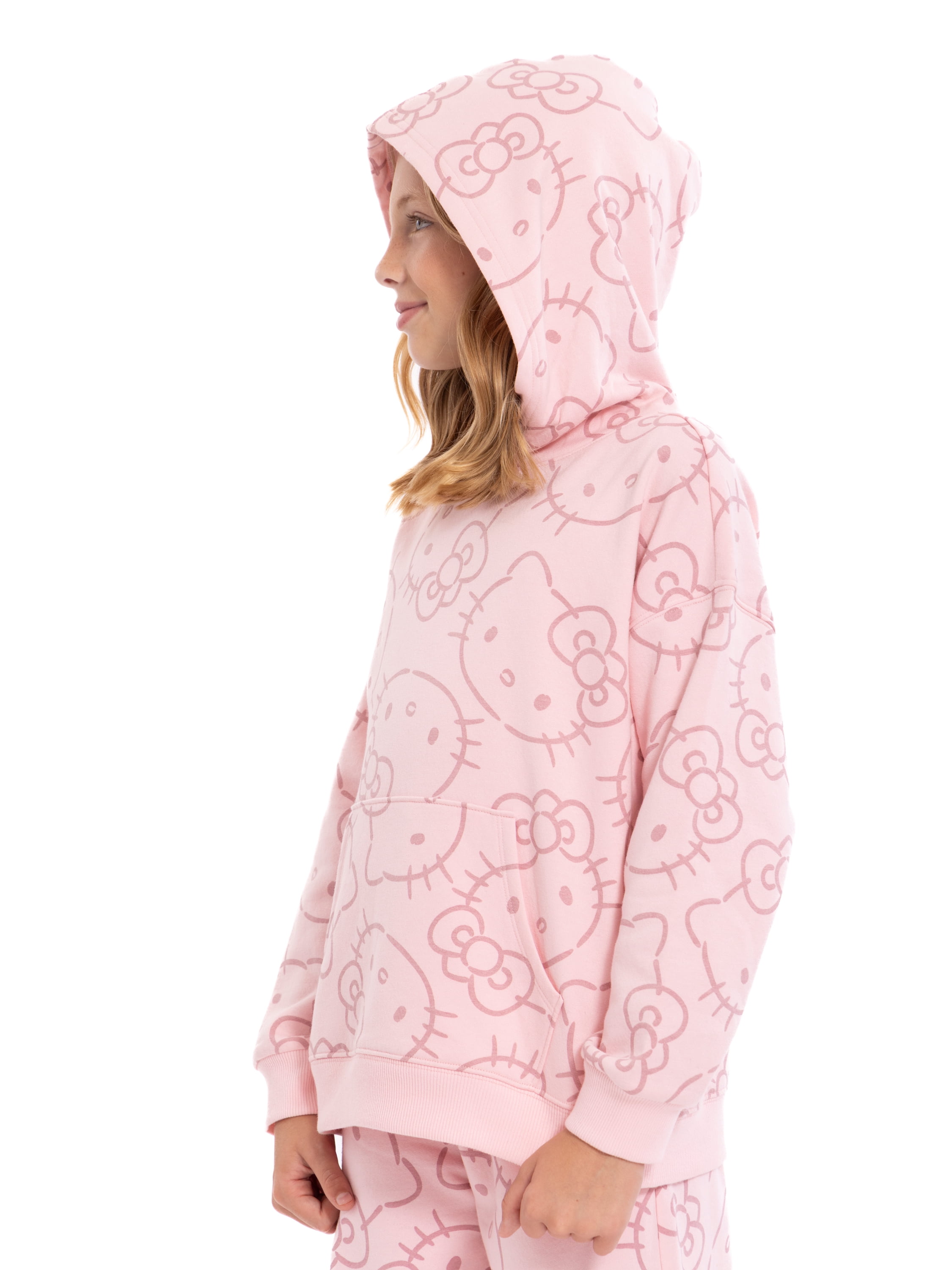 Wonder Nation Hello Kitty Girls Printed Graphic Hooded Sweatshirt, Sizes 4-18