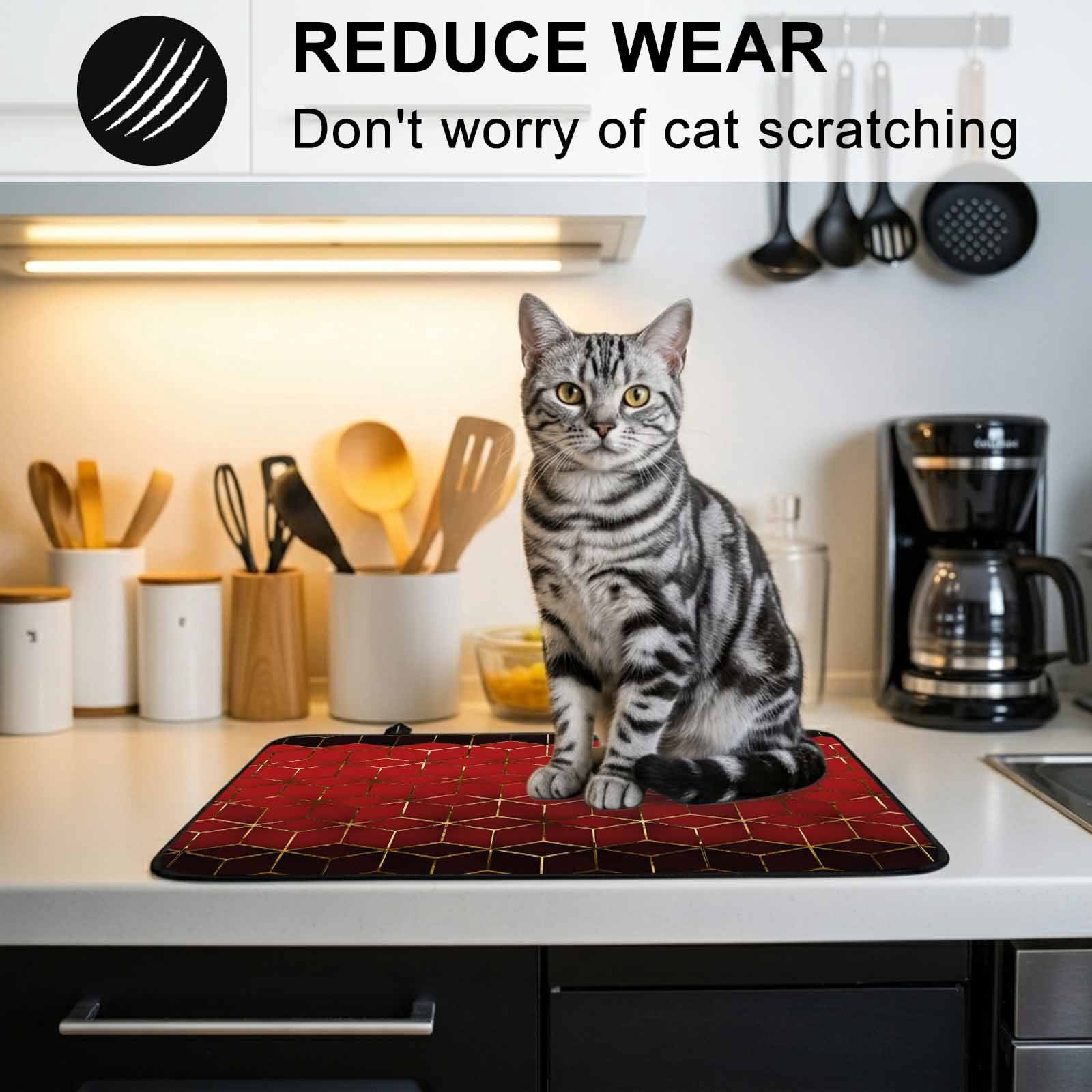 Ombre Red Geometric Stove Top Cover for Electric Stove, Heat-proof & Non Slip Glass Top Stove Cover Protector, Modern Abstract Art Kitchen Flat Cooktop Rubber Mat 24x21 Inches