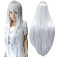 thumbnail image 1 of Peluca de cosplay ANOGOL plateada de 80 cm de largo, recta, para mujer, 1 of 7