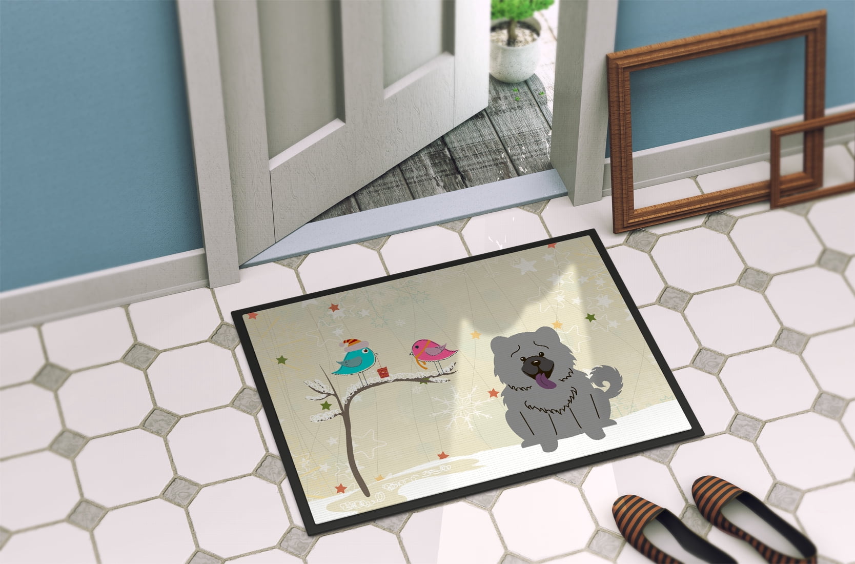 Carolines Treasures BB2611JMAT Christmas Presents Between Friends Chow Chow Blue Indoor or Outdoor Mat, 24 x 0.25 x 36 in.