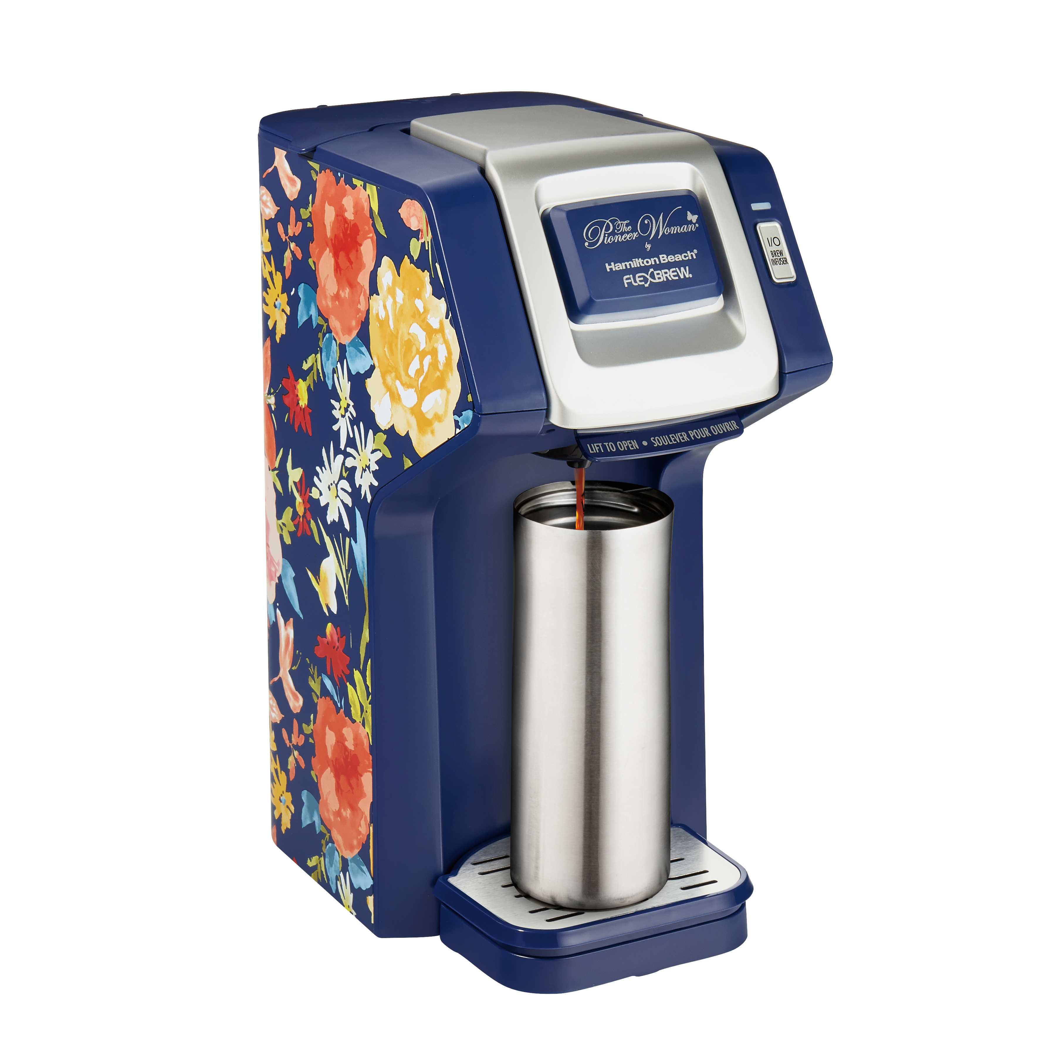 The Pioneer Woman FlexBrew Single-Serve Coffee Maker, Fiona Floral Blue, 49932 - image 4 of 8