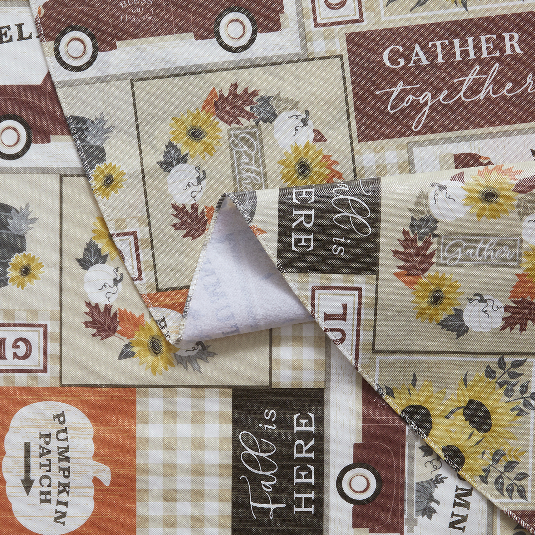 Way To Celebrate Harvest Autumn Patchwork Tablecloth, Fall Décor 60" x 102" - Beige