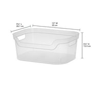 Mainstays Medium Open Bin, Clear Plastic Scoop-Front Easy Access Storage Bin, 8 Pack