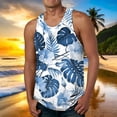 thumbnail image 2 of XIAONU Men Floral Print Tank Top Crew Neck Sleeveless Beach Shirt, 2 of 5