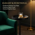 thumbnail image 4 of Black Industrial Martini Table,Round Drink Table,Modern Pedestal Side Table with Black Wood Grain Tray Top, Weighted Metal Base End Table for Living Room,Small Spaces,Next to Sofa, 24.7" Tall, 4 of 9