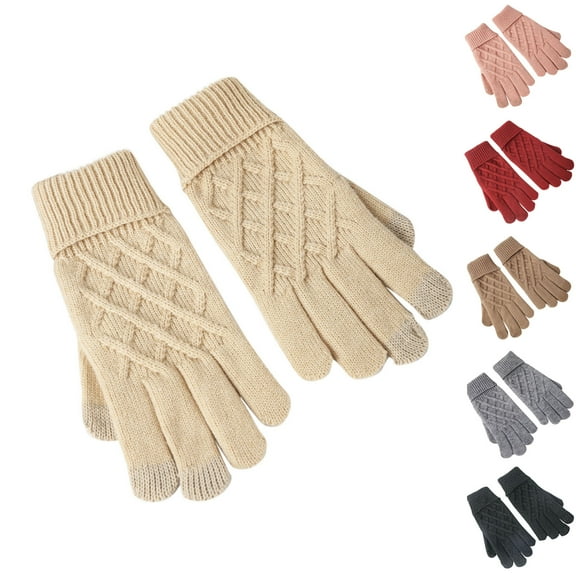 ATENAR Winter Gloves for Women,Womens Winter Gloves,Soft,Cold Weather,Fleece,Thermal,Solid,Beige,L