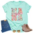 thumbnail image 3 of Floral Mama Shirt Mother's Day Flower Design Casual Short Sleeve Shirt ( X-Large, Mint), 3 of 4