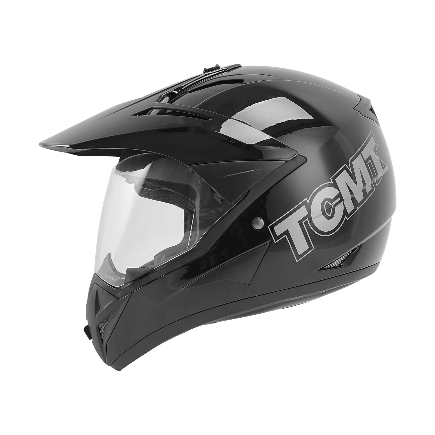 TCMT DOT Motorcross Full Face Helmet Flip up Dual visor Adult Motorcycle Helmet for Atv Offroad Street Dirt Bike Black M Size