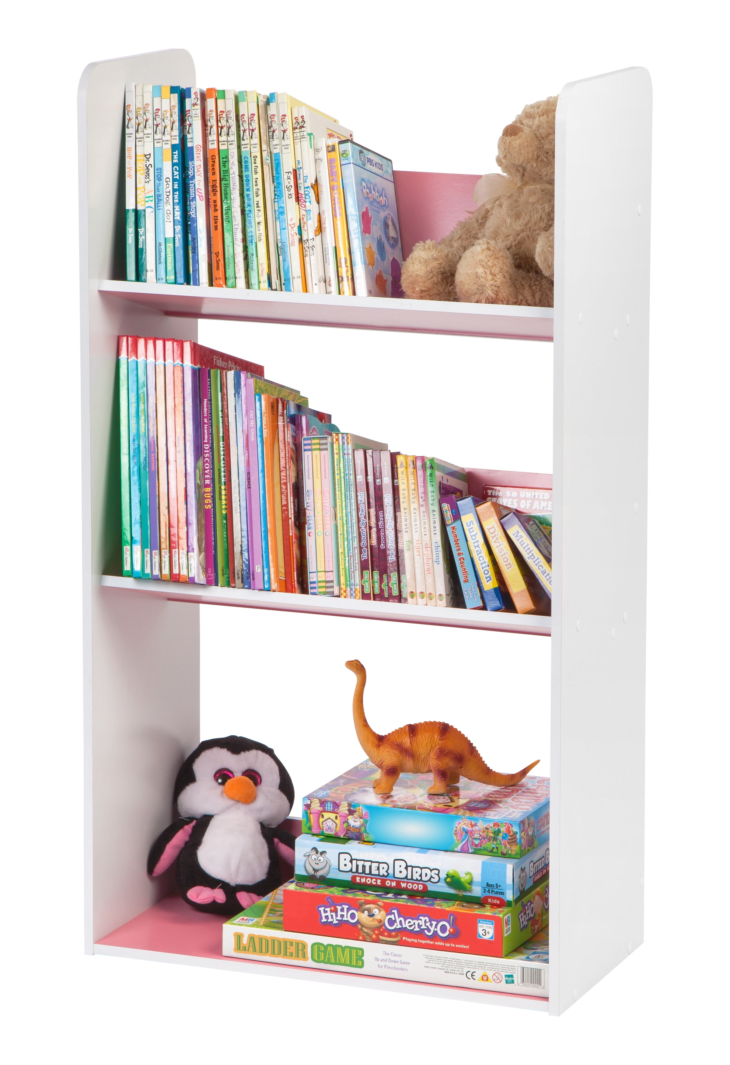 Iris Usa 3 Tier Tilted Kids Bookshelf Pink Or Blue Walmart Com