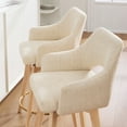 thumbnail image 6 of Zesthouse 26.8″ Swivel Counter Height Bar Stools Set of 2, Upholstered Linen Bar Stools with Back and Wood Legs, Mid Century Modern Barstool Island Chairs for Kitchen Counter, Beige, 6 of 11