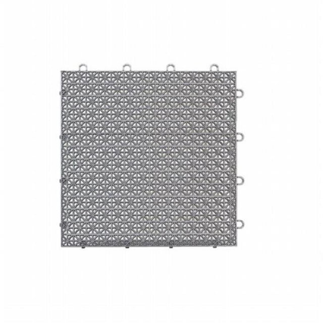 12 x 12 in. Armadillo Polished Chrome Polypropylene Interlocking Multi Purpose Floor Tile, Pack of 9