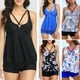 thumbnail image 4 of Traje de baño deportivo para mujer, bikini de dos piezas, pantalón tipo bóxer sin aros, con almohadillas removibles, diseño de hojas blancas y pantalón negro, talla 2XL (GM2101#)., 4 of 6