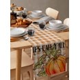 thumbnail image 6 of Ldtrchee Orange Plaid Pumpkins Thanksgiving Table Runner 60 Inches, Fall Botanical Bed Runner Dresser Scarves Tabletop for Indoor Outdoor Parties/Ceremony/Banquet, 13" x 60", 6 of 8