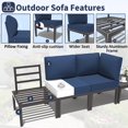 thumbnail image 2 of Kullavik Aluminum Patio Furniture Set,15 Pieces Modern Outdoor Conversation Set w/43in Gas Fire Pit Table, Outdoor Metal Sectional Sofa with 55000 BTU Propane Fire Pit,Navy Blue, 2 of 7