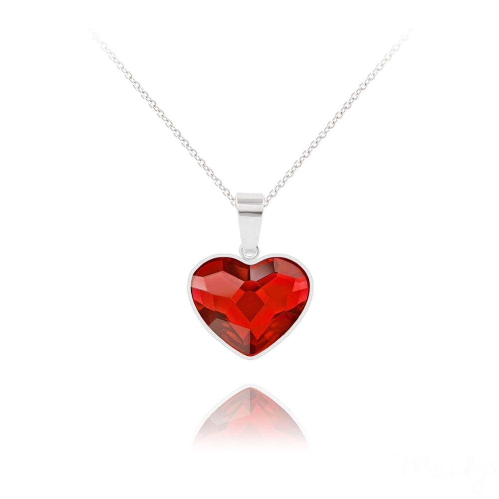 The Kiss Rose Flower Red CZ Pendant Necklaces 925 Sterling Silver Pendant Necklace