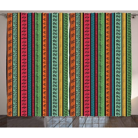 Hippie Curtains 2 Panels Set Artistic Hand Drawn Vertical Borders