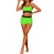 thumbnail image 2 of Conjuntos de bikini de color contrastante para mujer de 2 piezas, traje de baño de cintura alta y escote redondo, talla X-Large, verde, 2 of 5
