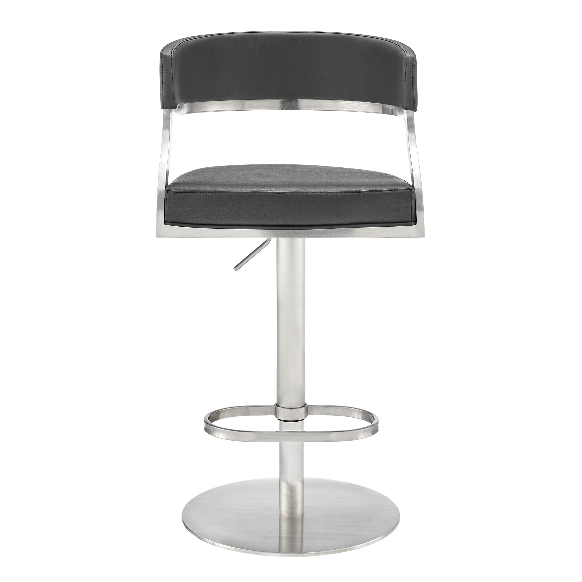 Callie Modern Retro Swivel Metal Adjustable Height Barstool With Faux Leather Seat