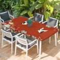 thumbnail image 2 of Red Crane Table Cloths for 3 Foot Rectangle Tables, Vintage Red Teal Spring Floral Botanical Patio Waterproof Elastic Fitted Tablecloths, Washable Rectangular Table Cover for Camping, 2 of 8