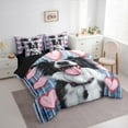 thumbnail image 3 of Castle Fairy Kawaii Animal Dog Boy Girl Bedding Comforter Set 7-Piece,Love Heart Print King Bedding Sets,Abstract Geometric Plaid Ultra Soft Bed Sheets,Luxury Bedroom Decor,Reversible, 3 of 8