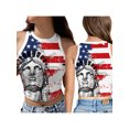 thumbnail image 4 of Women Independence Day Tank Tops, Adults Slim-fit Star  Stripe Print Round Neck Crop Tops, 4 of 5