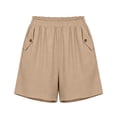 thumbnail image 6 of Sport Shorts Women Cotton New Summer Loose Shorts for Women Fashion Ruffle Elastic Waist Casual Shorts with Pocket Wide Leg Daily Versatile Shorts Khaki XXL, 6 of 7