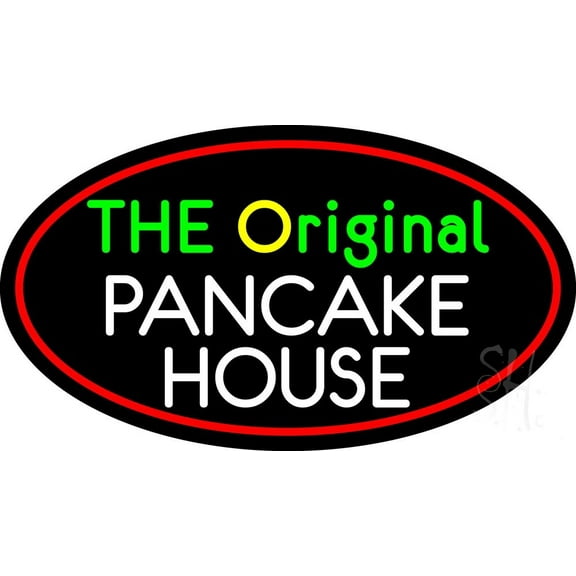 Oval The Original Pancake House LED Neon Sign 13 x 24 - inches, Clear Edge Cut Acrylic Backing, with Dimmer - Bright and Premium built indoor LED Neon Sign for restaurant window and interior decor.