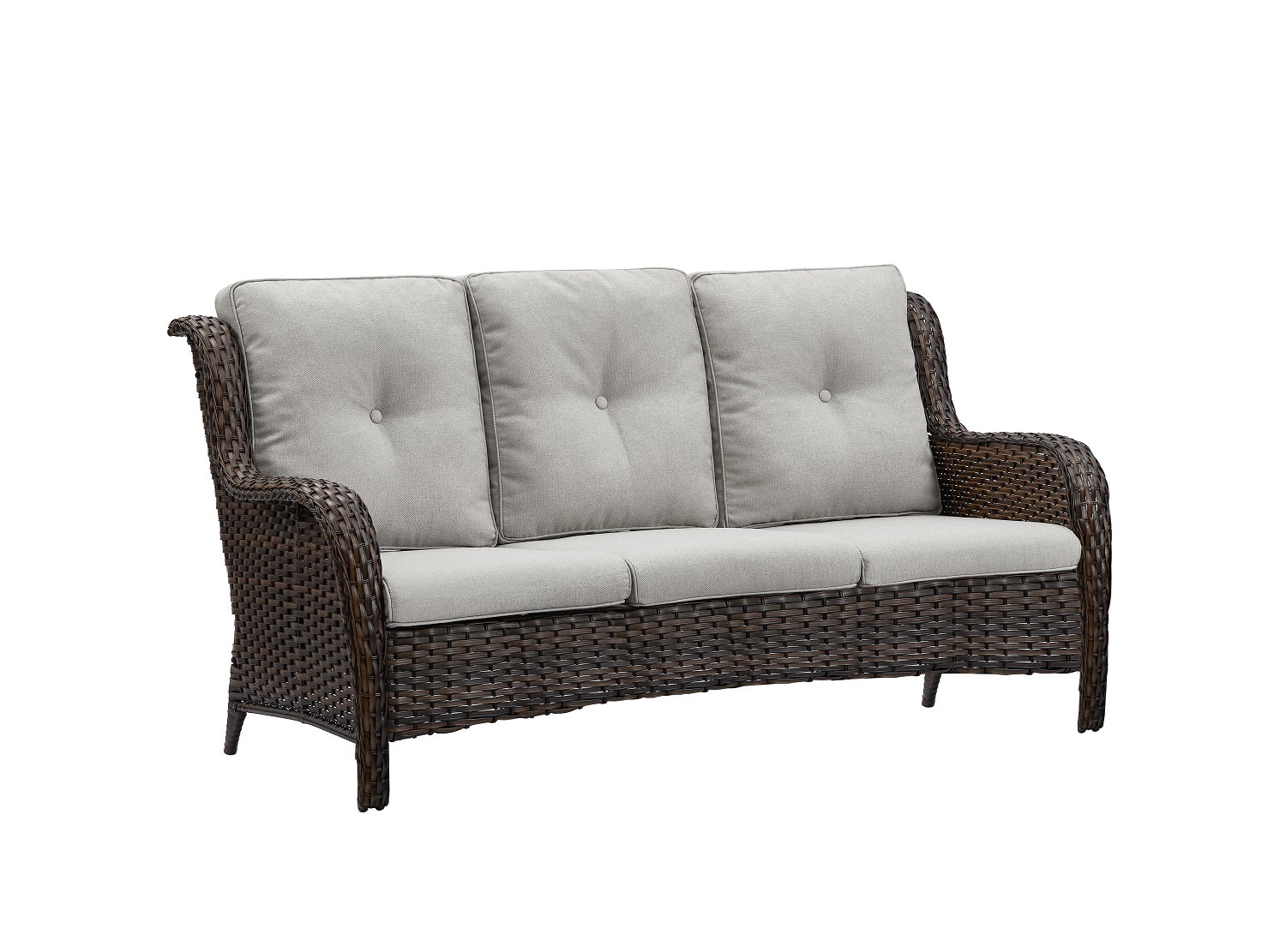 PARKWELL 3Seat Outdoor Wicker Sofa PE Rattan Patio Couch with Cushions