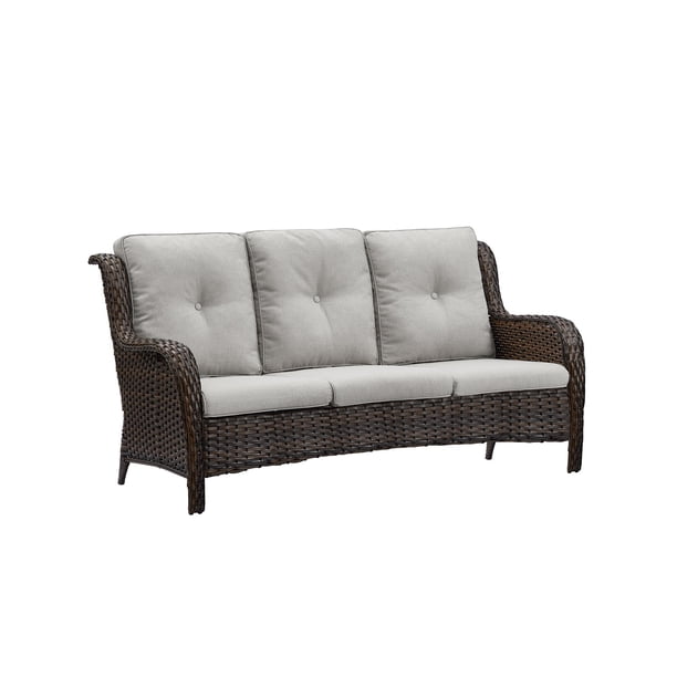 PARKWELL 3Seat Outdoor Wicker Sofa PE Rattan Patio Couch with Cushions