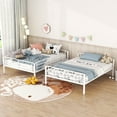 White Modern Full Over Full Metal Bunk Bed with Sturdy Frame and Safety