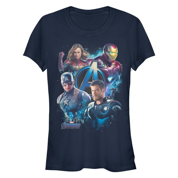 Junior's Marvel Avengers: Endgame Four Heroes Graphic Tee Navy Blue X Large
