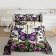 thumbnail image 2 of jejeloiu Rustic Plant Flower Twin Comforter Sets,Purple Flying Butterfly Bedding Set For Men Women 2pcs, 2 of 8