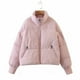 thumbnail image 5 of Chaqueta acolchada con cremallera para mujer, abrigo corto holgado de manga larga con cuello levantado, 10 colores, Invierno, 5 of 5
