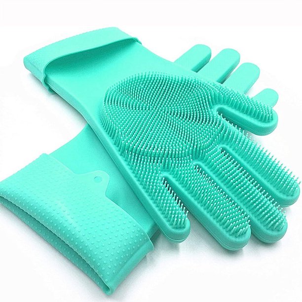 Guantes mágicos del depurador del cepillo del silicón de los guantes reutilizables de la esponja de la limpieza del lavavajillas