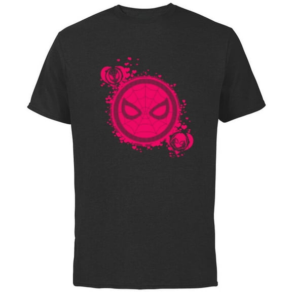 Marvel Spider-Man and Ghost-Spider Hearts Valentine's Day - Short Sleeve Cotton T-Shirt for Adults - Customized-Black