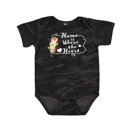 

Inktastic Pennsylvania Home is Where the Heart is with Watercolor Gift Baby Boy or Baby Girl Bodysuit