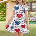 thumbnail image 3 of XADYUY Toddler Girls 4th Of July Dress Love Heart Firework Printed Patriotic Dresses Casual A-Line Short Sleeve TShirt Dress Cute Pleated Independence Day Skirt for 4-14t Kids,13-14 Years Red, 3 of 6