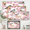 thumbnail image 4 of Designart 'Tea Cup Birds and Pink Flowers' Traditional Framed Canvas Wall Art Print, 4 of 5