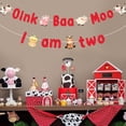 thumbnail image 4 of JOYMEMO Oink Baa Moo I am Two Banner - Farm Animal 2nd Birthday Party Decorations Boy or Girl, Farm Animals Theme Barnyard Second Birthday Party Supplies, 4 of 6
