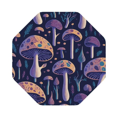 

Coaee Floral Hippie Mushrooms Print Leather Coasters Set of 6 Non-Slip Washable Cup Coasters for Home Office Bar Octagon