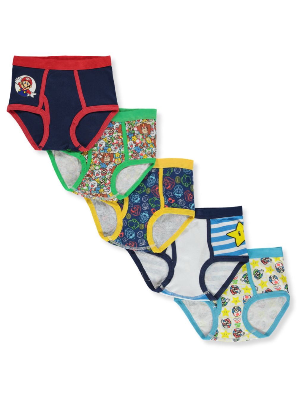 Super Mario Boys Underwear Briefs, 5 Pack, Sizes 4-8