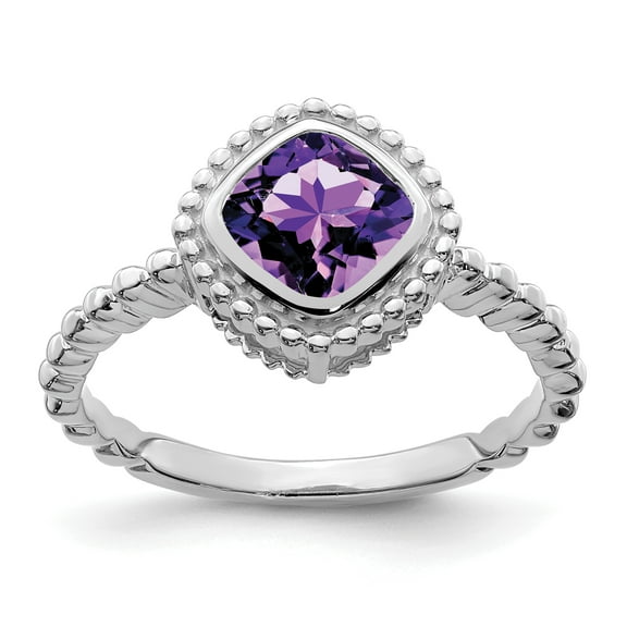 Primal Gold 10 Karat White Gold Cushion Amethyst Ring
