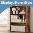 thumbnail image 2 of LEDREM 3-Tier Adjustable Bookcase, Open Bookshelf, Storage Shelf Organizer, 22lb Capacity per Shelf, for Home, Office, Rustic Brown, 2 of 6