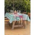 thumbnail image 2 of Outdoor Tablecloth with Umbrella Hole and Zipper, Pink Starfish Ocean Rectangle Table Cloth 60x102 Inch Waterproof Tablecloth, Coastal Conch Green Wood Plank Farm Picnic Table Cover for Patio Camping, 2 of 7